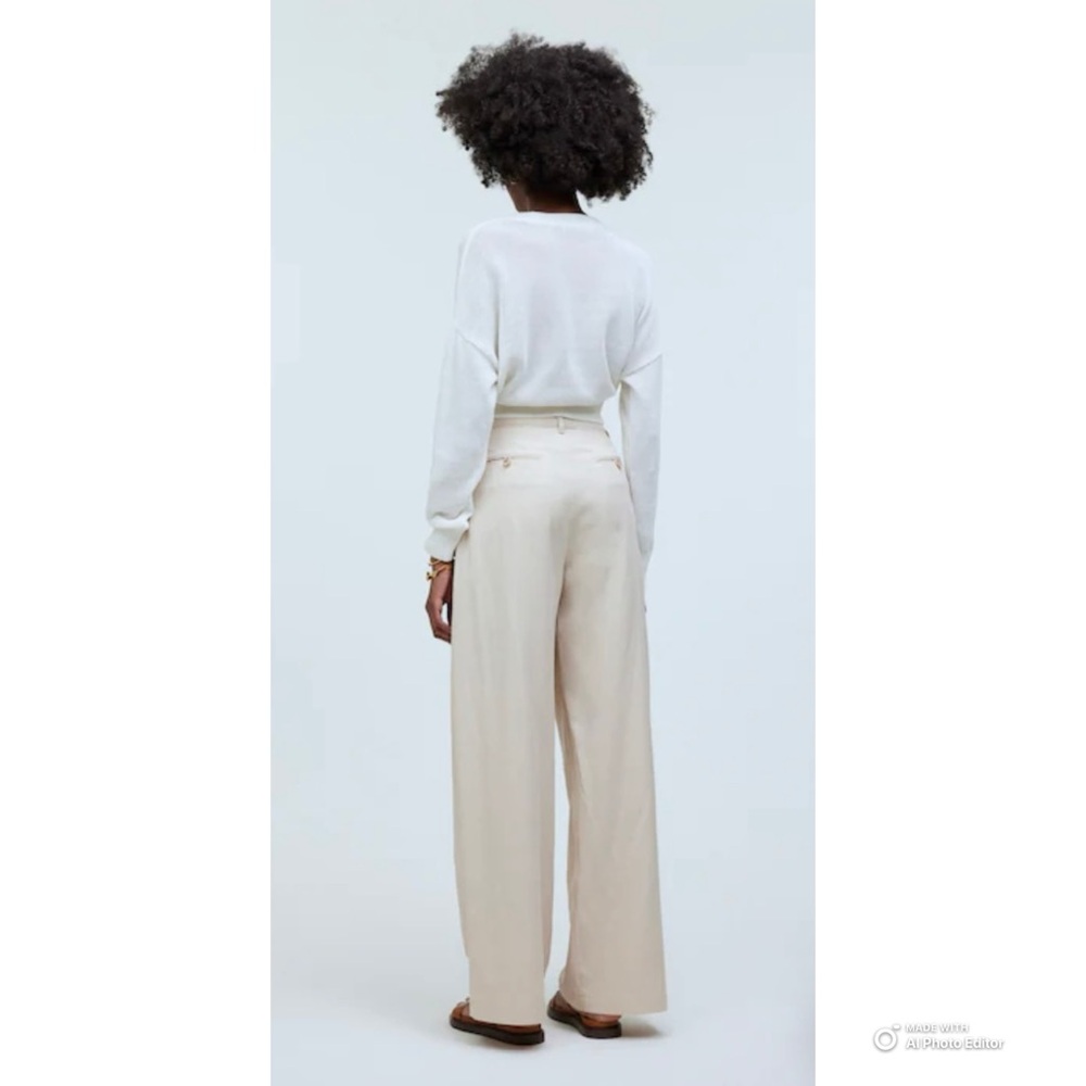 Madewell The Harlow Wide Leg Pant in Harvest Moon Size 16 NWT Beige Off White - Picture 7 of 17